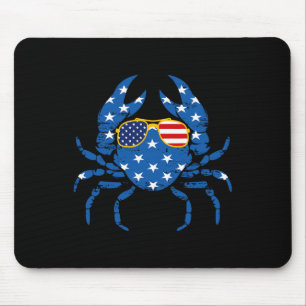 Tapis De Souris Drôle 4 juillet pêcheur de crabe américain Drapeau