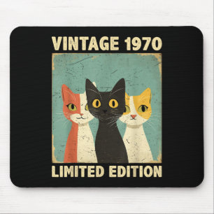 Tapis De Souris Drôle 55 ans Cadeau Vintage 1970 Amoureux des chat