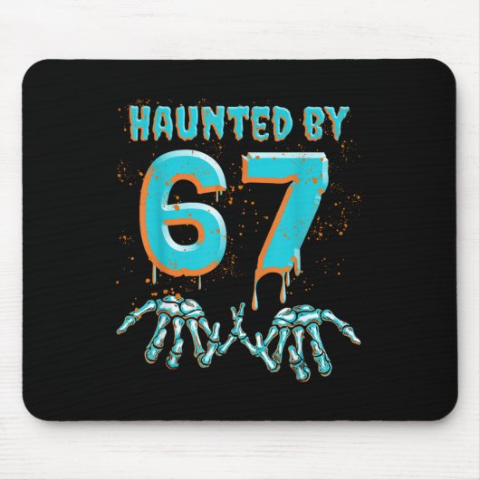 Tapis De Souris Drôle 67 Mème Halloween Main de Squelette Ensorcel (Devant)