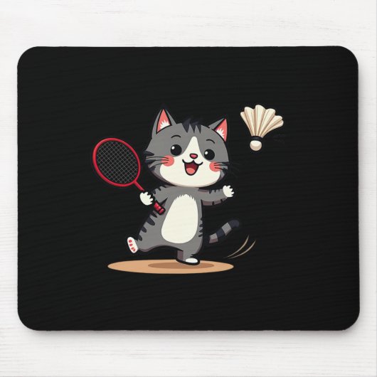 Tapis De Souris Drôle Badminton mignon Chat Racket Shutette Hommes (Devant)