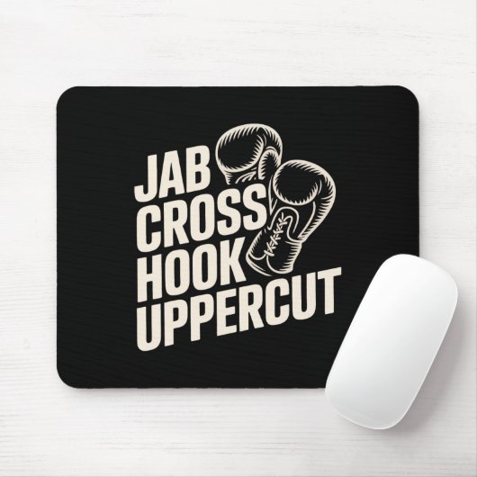 Tapis De Souris Drôle Boxe Gym Jab Cross Hook Uppercut Pour Femmes (Avec souris)