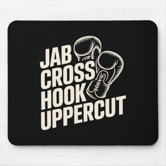 Tapis De Souris Drôle Boxe Gym Jab Cross Hook Uppercut Pour Femmes (Devant)