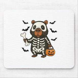 Tapis De Souris Drôle Capybara Skeleton Citrouille Costume d'Hallo