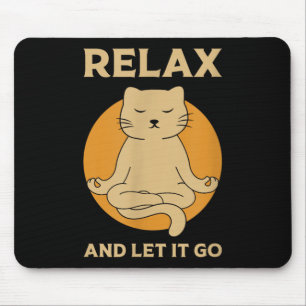 Tapis De Souris Drôle Cat Graphic Yoga Zen méditation
