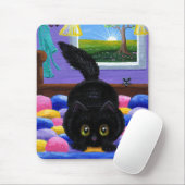 Tapis De Souris Drôle Chat Noir Souris (Avec souris)