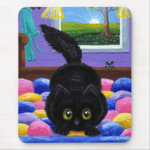 Tapis De Souris Drôle Chat Noir Souris