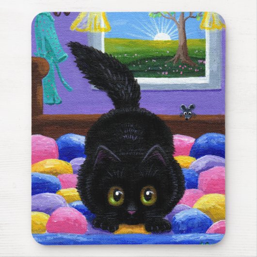 Tapis De Souris Drôle Chat Noir Souris (Devant)