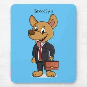 Tapis De Souris Drôle chien en costume d'entreprise dessin animé