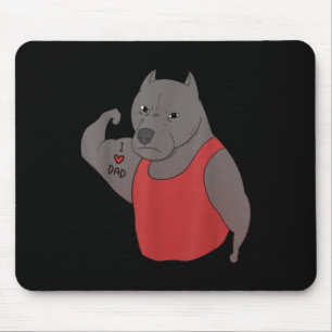 Tapis De Souris Drôle Chien taureau Pit I Love Papa Tattoo Adulte