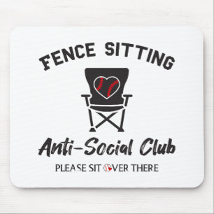 Tapis De Souris Drôle clôture assis Anti Social Club Baseball Soft