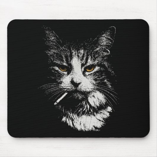 Tapis De Souris Drôle Cool Chat Fumer Mème Drôle Cat Ga (Devant)