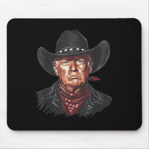 Tapis De Souris Drôle Cowboy Western Donald Trump Us Drapeau 2024