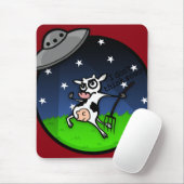 TAPIS DE SOURIS DRÔLE D'ABDUCTION D'UFO DE VACHE À (Avec souris)