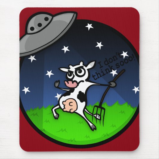 TAPIS DE SOURIS DRÔLE D'ABDUCTION D'UFO DE VACHE À (Devant)