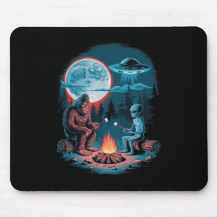 Tapis De Souris Drôle d'alien et Bigfoot randonnée lune Sasquatch