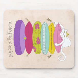 Tapis de souris drôle de bande dessinée de chat