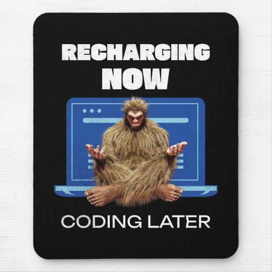 Tapis De Souris Drôle de Bigfoot Programmeur Rechargeant Codage Pl (Devant)