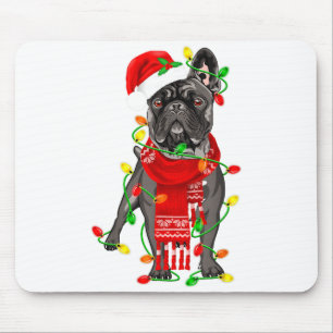 Tapis De Souris Drôle de bouledogue français Arbre de Noël Lumière