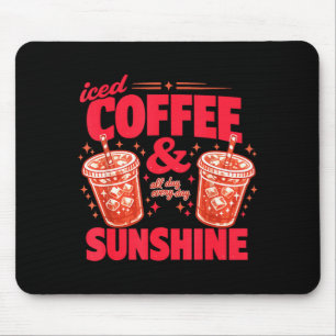 Tapis De Souris Drôle de café glacé soleil été ambiance caféine