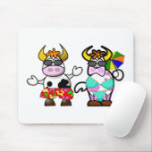 Tapis de souris drôle de couples de vache à plage (Avec souris)