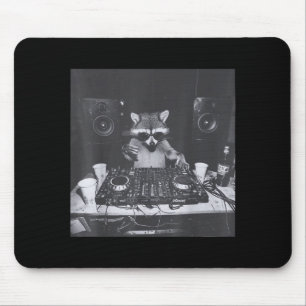 Tapis De Souris Drôle de Dj Raton laveur House Party Son Tech Musi