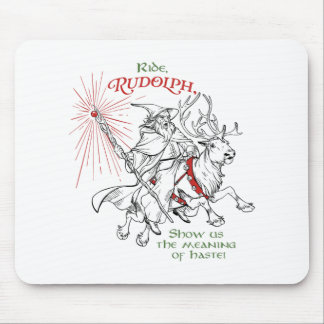 Tapis De Souris Drôle de manège de Noël de sorcier Rudolph nous mo