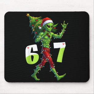 Tapis De Souris Drôle de Noël Alien Six Seven Meme 67 Chapeau de P