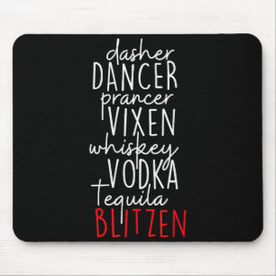 Tapis De Souris Drôle de Noël Dasher Danseur Prancer Vixen Moustac