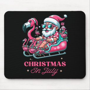 Tapis De Souris Drôle de Noël en juillet Été Santa Flamingo Luge