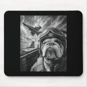 Tapis De Souris Drôle de selfie de bouledogue anglais Avion de cha