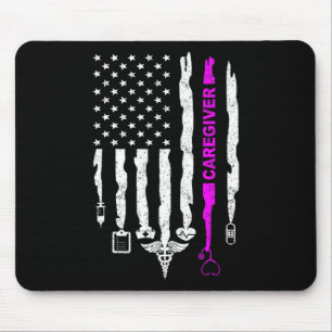 Tapis De Souris Drôle De Soignant Patriotique Infirmière Drapeau É