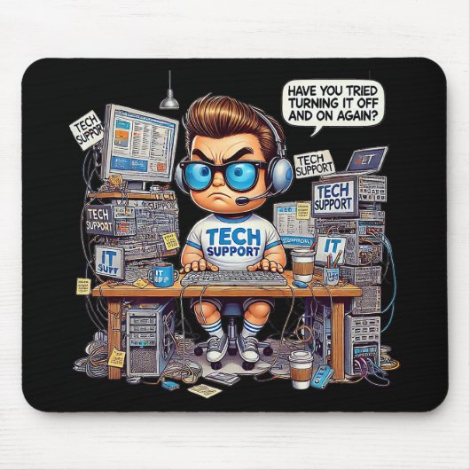 Tapis De Souris Drôle de support technique (Devant)