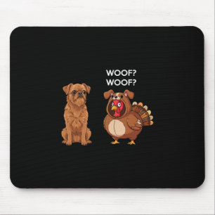 Tapis De Souris Drôle de Thanksgiving Bruxelles Griffon et dinde