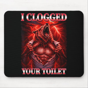 Tapis De Souris Drôle de toilette bouchée alpha wolf meme brainrot