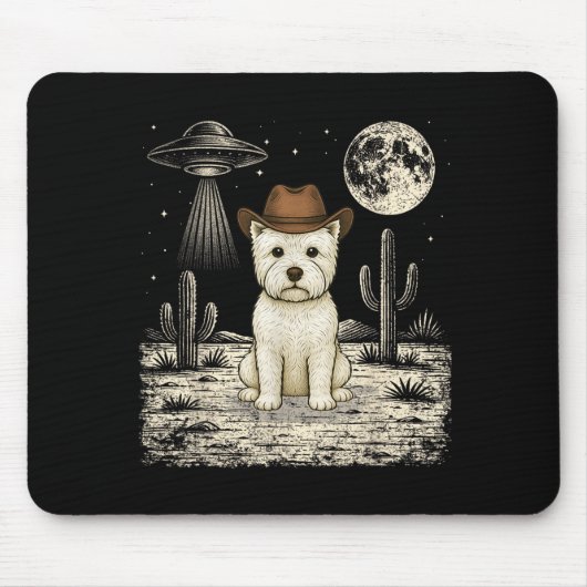Tapis De Souris Drôle de West Highland White Terrier Cowboy Wester (Devant)