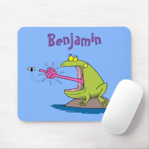 Tapis De Souris Drôle dessin animé de grenouille et mouche