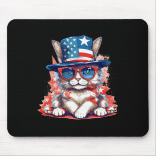 Tapis De Souris Drôle Drôle Chat Patriotique Usa 4 juillet américa