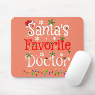 Tapis De Souris Drôle Éclairage de Noël Père Noël Favorite Docteur