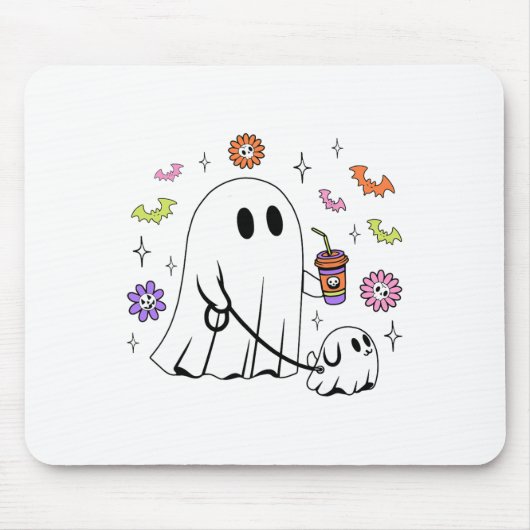 Tapis De Souris Drôle Fantôme Marche Chien Éffrayant Fantôme Hallo (Devant)