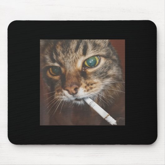 Tapis De Souris Drôle Fumer Mème de chat (Devant)