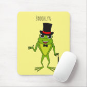 Tapis De Souris Drôle grenouille avec chapeau dessus dessin animé (Avec souris)