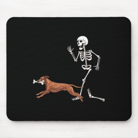 Tapis De Souris Drôle Halloween Rhodesian Ridgeback Et Skeleton (Devant)