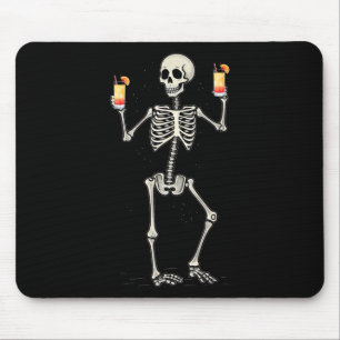 Tapis De Souris Drôle Halloween Squelette Boire Tequila Sunrise