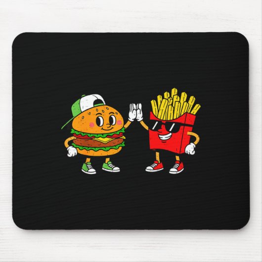 Tapis De Souris Drôle Hamburger Frites Combo Snacks Nourriture Rap (Devant)