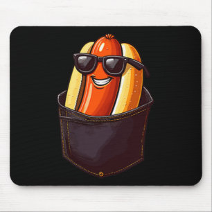 Tapis De Souris Drôle Hotdog Dans Une Poche Sungles Nourriture Chi