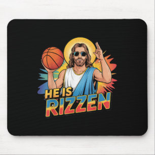 Tapis De Souris Drôle Il Est Rizzen Jesus Chemise Basketball Garço