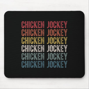 Tapis De Souris Drôle Jockey de poulet empilé Répétition Font Fun
