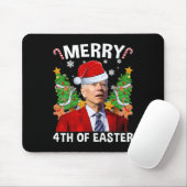 Tapis De Souris Drôle Joe Biden Noël Santa Hat Joyeux 4e De E (Avec souris)