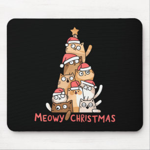 Tapis De Souris Drôle Joyeux Catmas Meowy Noël Arbre Chat Mignon L