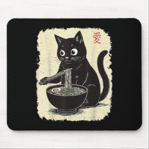 Tapis De Souris Drôle Kitten Manger Ramen Japonais Kawaii Anime Ca